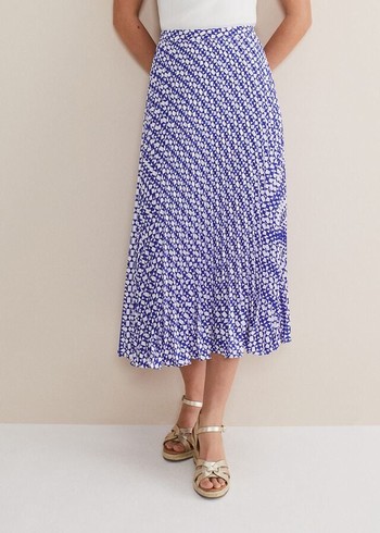 Phase Eight Elmina Geo Pleated Skirts Blue/White USA | 9375428-UF